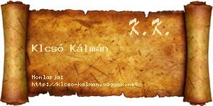 Klcsó Kálmán névjegykártya